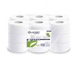Papel higiénico rollo Jumbo Lucart ECO J143 doble capa 143m- pack de 18 rollos